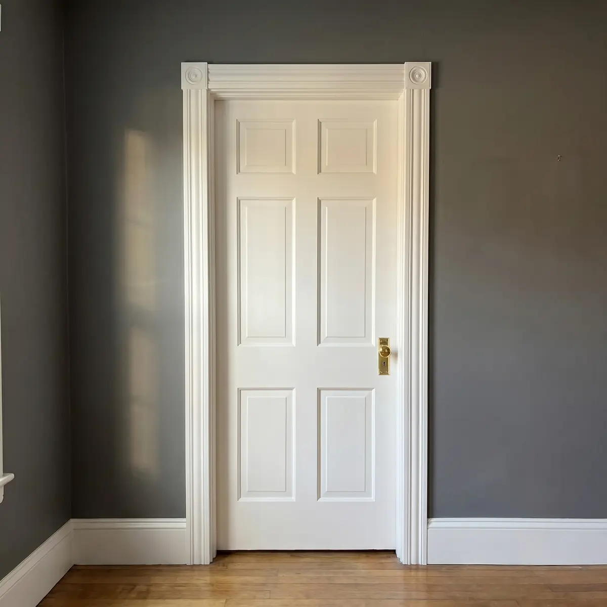 Decorative door casing with rosette blocks and fluted pilasters Nashua NH