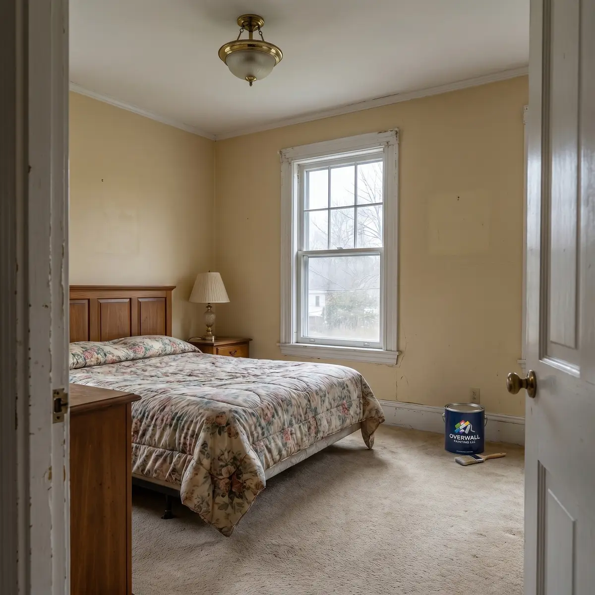 Outdated master bedroom before professional interior painting Merrimack NH
