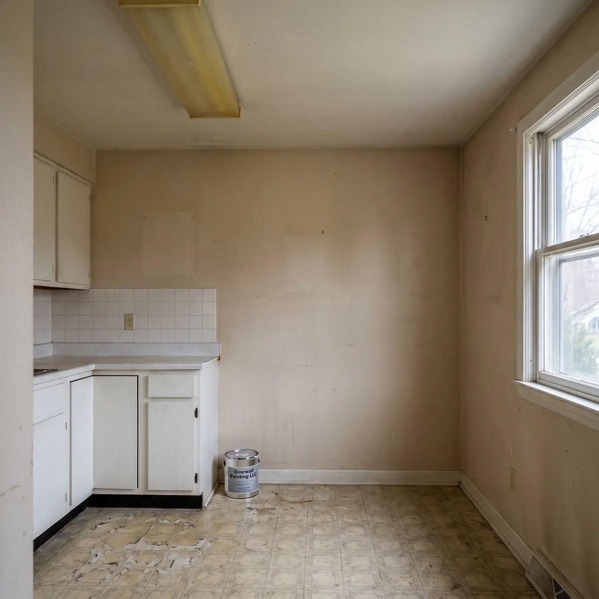 Outdated kitchen walls before professional interior painting Bedford NH